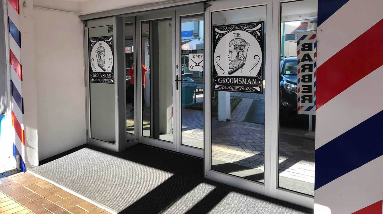 Entrance To The Groomsman Barbershop In Hawera South Taranaki NZ